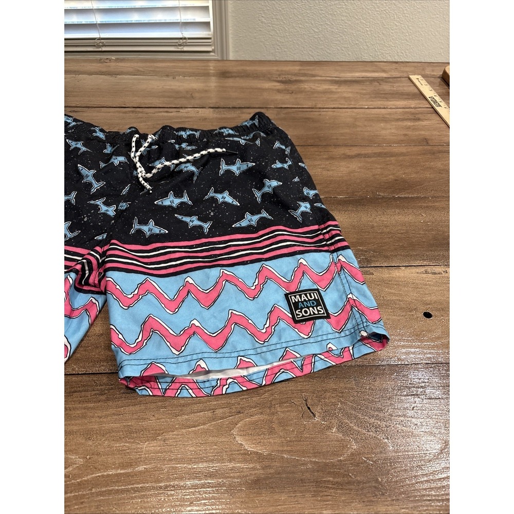 Maui and Sons Shredz Retro Drawstring Pool Swim Trunk Shorts SZ XL W34×L6 - Picture 2 of 8